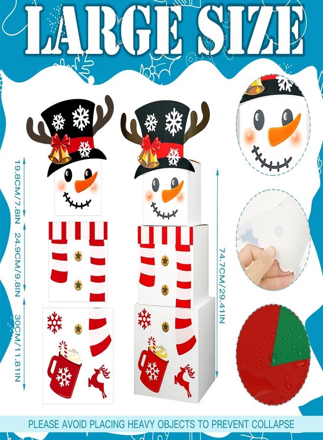 Lemosae 24 Pcs Christmas Snowman Gift Boxes, 6 Design Stackable Xmas Decorative Large Gift Box Cardboard Nesting Boxes Decorations Stacking Box for Christmas Wrapping Party Decor - Image 3